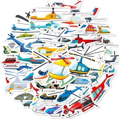 50Pcs Helicopter Stickers Waterproof Reusable DIY Decals for Phone Case Laptop Luggage