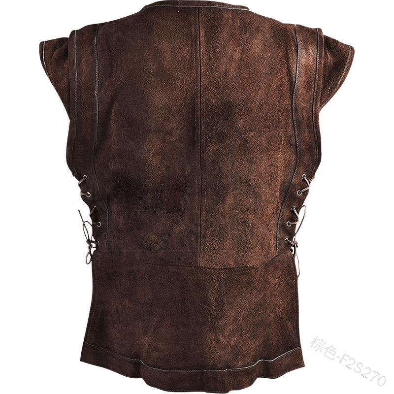 Gothic Men's Bandage Pirate Renaissance Knight Waistcoat Tunic Jacket Vintage Warrior Men Medieval Sleeveless Vest