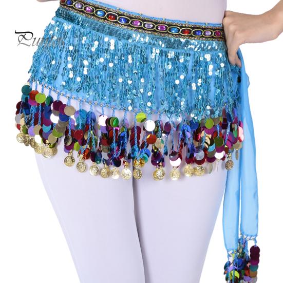 Gonna da danza del ventre con paillettes e nappa, sciarpa in vita, stile esotico, annodabile, gonna sottile regolabile, gonna trasparente in pizzo, spettacolo teatrale, cosplay, minigonna, grembiule avvolgente