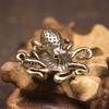 Solid Pure Brass Office Desktop Small Ornament Octopus Bronze Tea Pet Jewelry Handicraft Gift Hand Play Piece