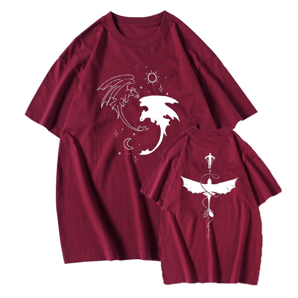 Two Sided Toothless Dragon Botanical Tshirt Dragon Movie T-Shirt Dragon Graphic Shirt Men Women Short Sleeves Tees Tops
