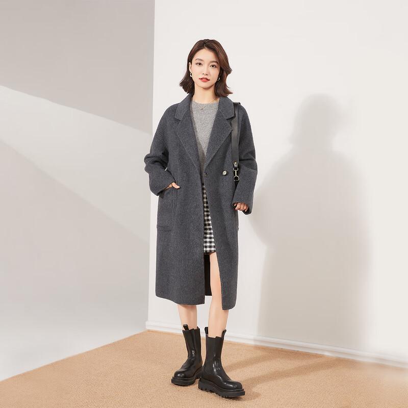 Jinjv Women's 100% Wool Maillard Style Double-Faced Coat