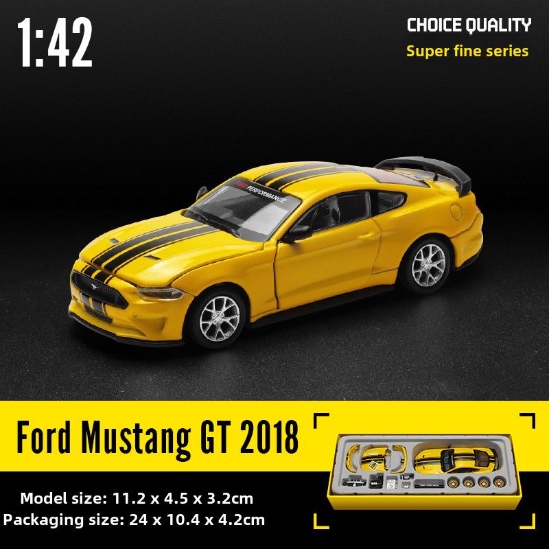 1/42 Ford Mustang GT Racing Model Car - CCA Color Amber Alloy, Assembly with Removable Parts, Modified Box Version