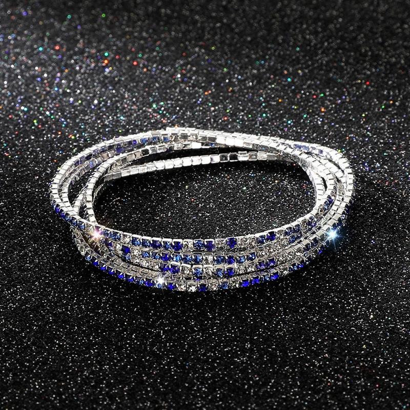 5Pcs/Lot Elastic Crystal Bracelets 2mm Charming Gold Color Crystal Rhinestones Metal Bangle Bracelet Jewelry DIY Gift