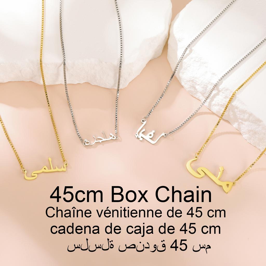 Personalized Arabic Necklace for Women Men Custom Arabic Stainless Steel Pendant Jewelry Necklace Box Chain Gift