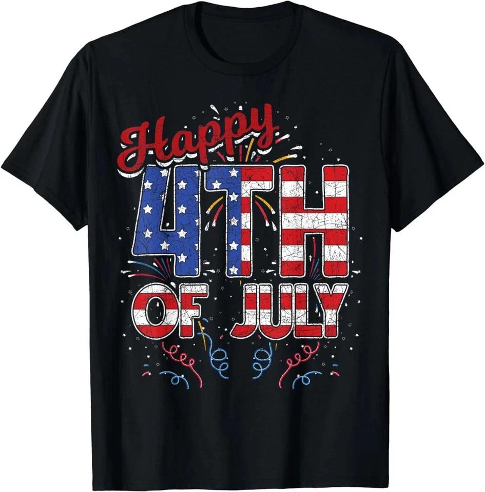 Fireworks Happy 4th Of July US Flag American 4th Of July Gift Unisex TShirt S