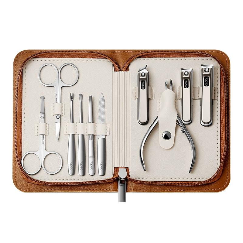 Set de cortaúñas profesional de acero inoxidable, herramientas de manicura portátiles con estuche