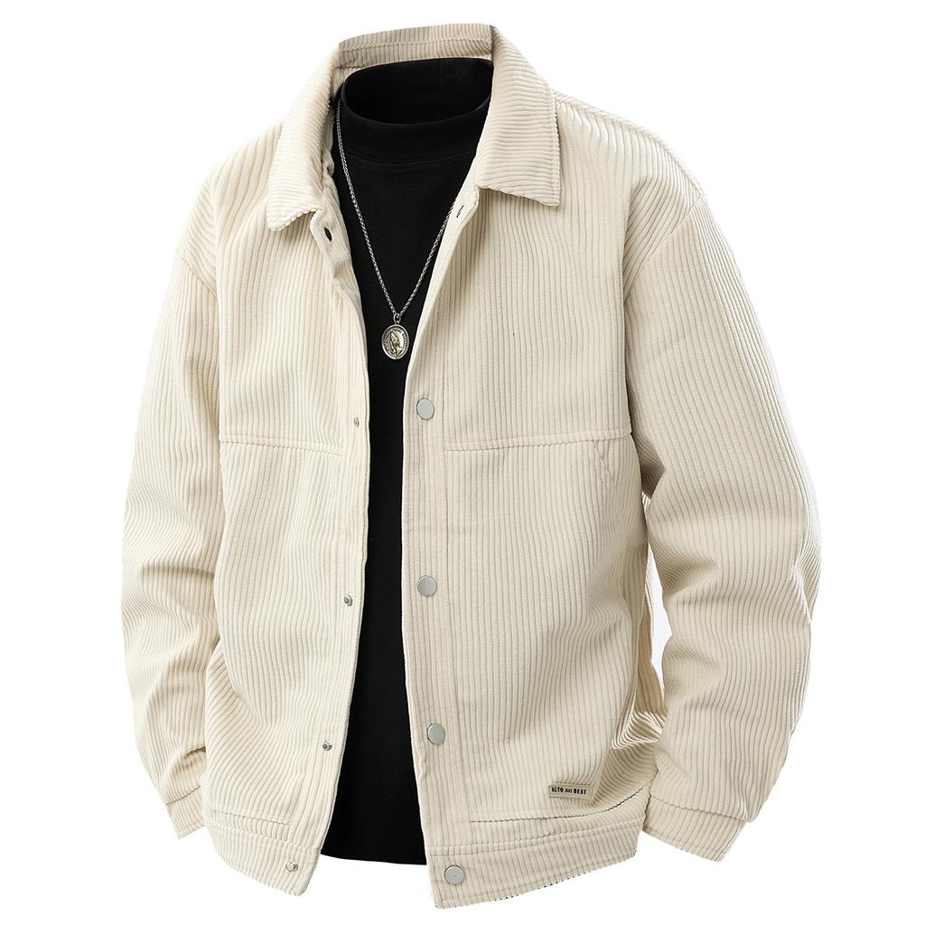 Men's Casual Multi-pocket Corduroy Jacket With Zipper And Lapel Top
