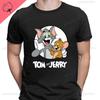 Mans T-Shirt Neck Short-Sleeved Tops Cute Cartoon Printed Jerry Tom Humor Funny New Selling Funny Sweet Fashion All Round Tees