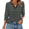 Women's Fashion Casual 3/4 Sleeve Print Shirt Women's V-Neck Tops