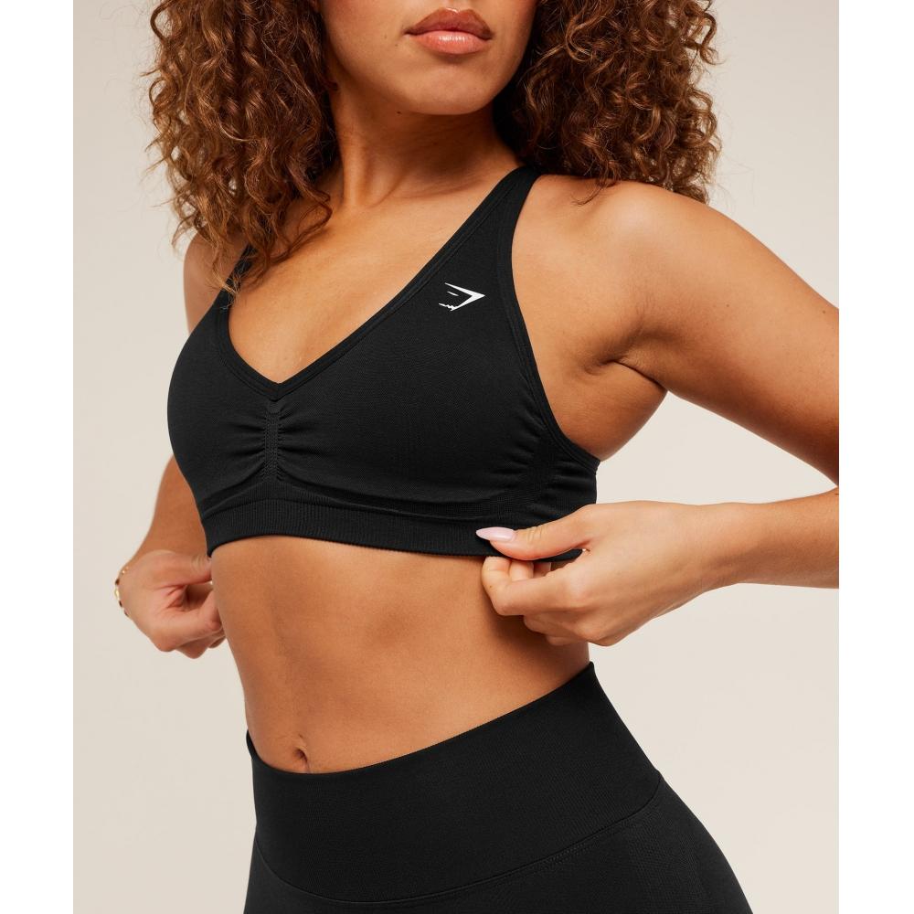 Gymshark Lift Seamless Sports Bra Black Black Marl B5c9a Bcg7