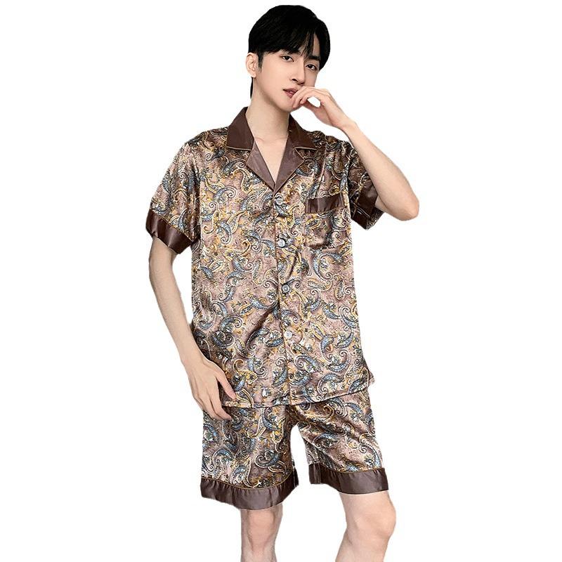 Men's Spring/Summer 2024 Ice Silk Pajamas - Short & Long Sleeve Set