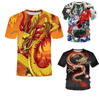 Sommer Mode Cool Chinesischer Drache Grafik T-Shirts Für Männer Trend Lässig Gut Aussehend Street Gedruckt Rundhals Kurzarm Tops