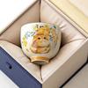 Plant Ash Happy Hanhan Cat Teacup Ceramic Household Master Cup Single Cup Tea Kung Fu Tea Set Gift Box Gift