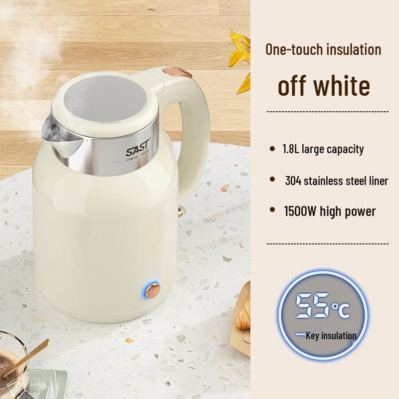 SAST Digital Thermostatic Electric Kettle with Automatic Keep Warm Feature, 304 Stainless Steel, Faux Leather Finish, Ideal Gift.