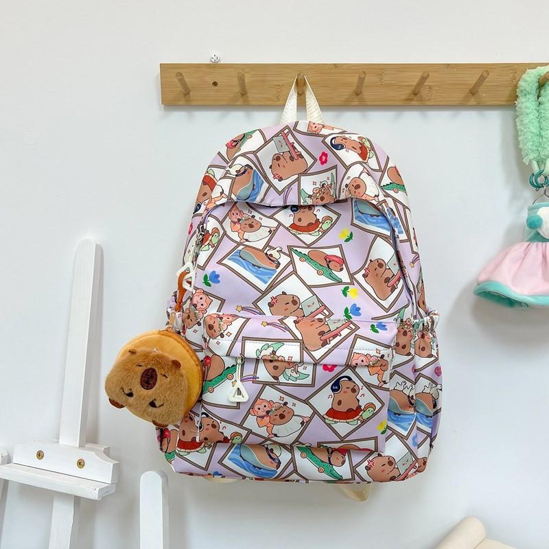 

Capybara Girl Backpack With Expandable Design And Nylon For School And Travel Style F