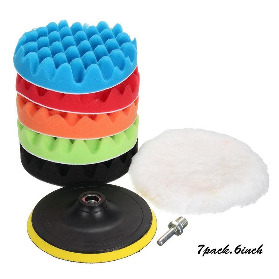 

7Pcs 6inch Polishing pads,Sponge and Woolen Polishing Waxing Buffing Pads Kits For Auto Car