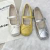 Flat Silver Single Shoes Women's New Summer Skirt Mary Jane Shoes Ballet Square Head Evening Shoes