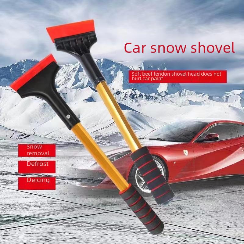 Schneeschaufel aus Edelstahl: Abtauen und Eis entfernen, Winter Auto Schneeschaufel, Multifunktion 2-in-1.