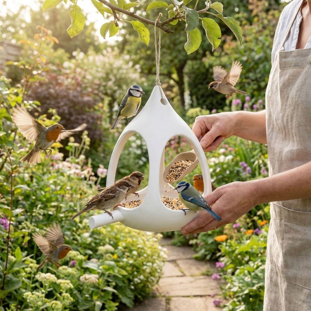 Plastic Bird Feeder House Water-Resistant Rain-Resistant Feeding Station Windproof Birdhouse Bird Food Container for Bird Lovers