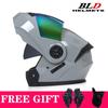 Full Face Motorcycle Helmet With Dual Visors Flip-Up Design Scooter E-Bike Riders
