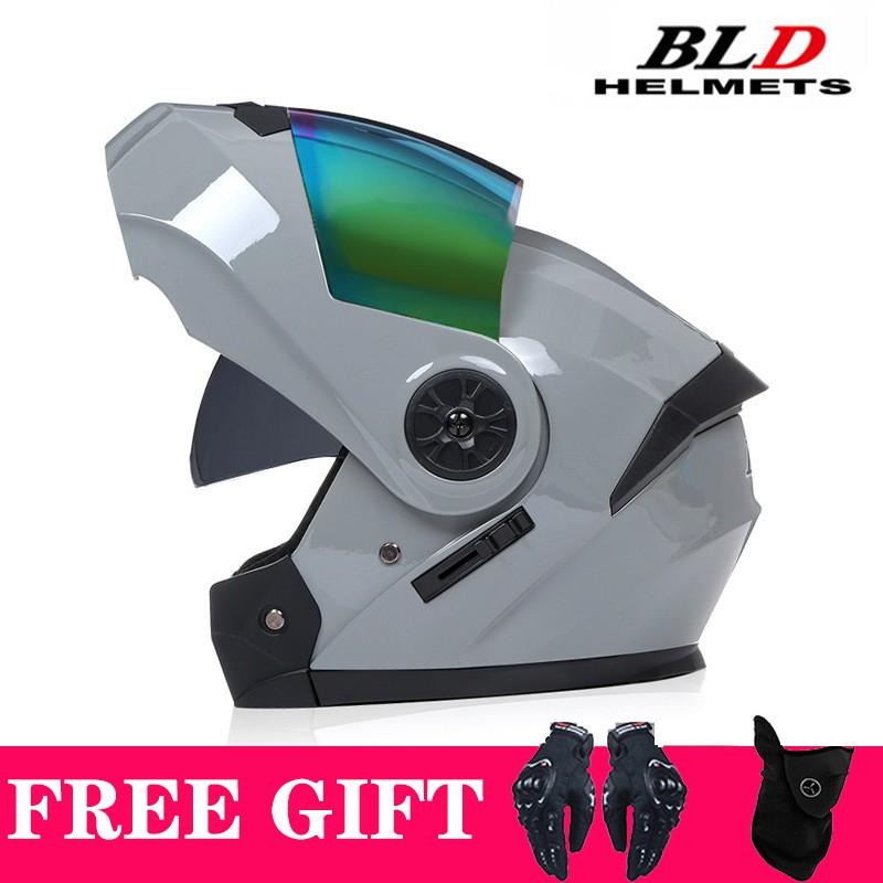 Full Face Motorcycle Helmet With Dual Visors Flip-Up Design Scooter E-Bike Riders