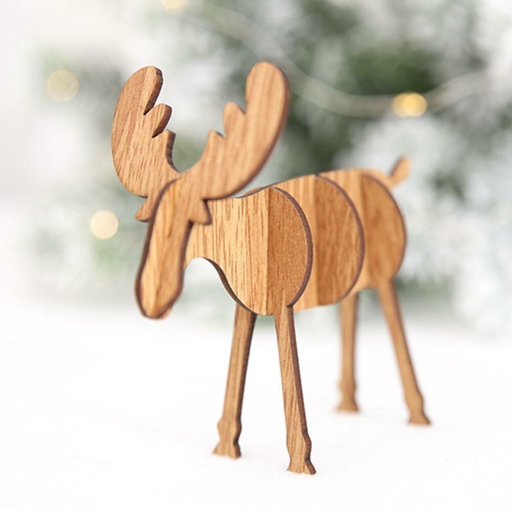 Christmas Decoration Party Decor Puzzle Craft Hanging Pendants Xmas Tree Wooden Elk Deer Ornaments