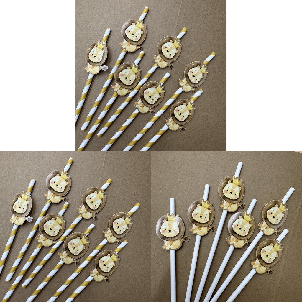 Jungle Animal Party Straws With Degradable Paper Material For Kids Celebrations
