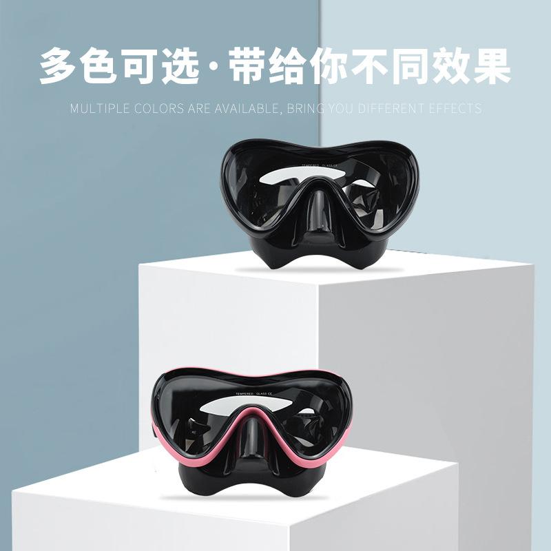 Anti-choking Diving Goggles, Flat Large-frame Swimming Goggles, Integrated Tempered Glass, High-definition Transparent, Unisex Adult Swimming Goggles