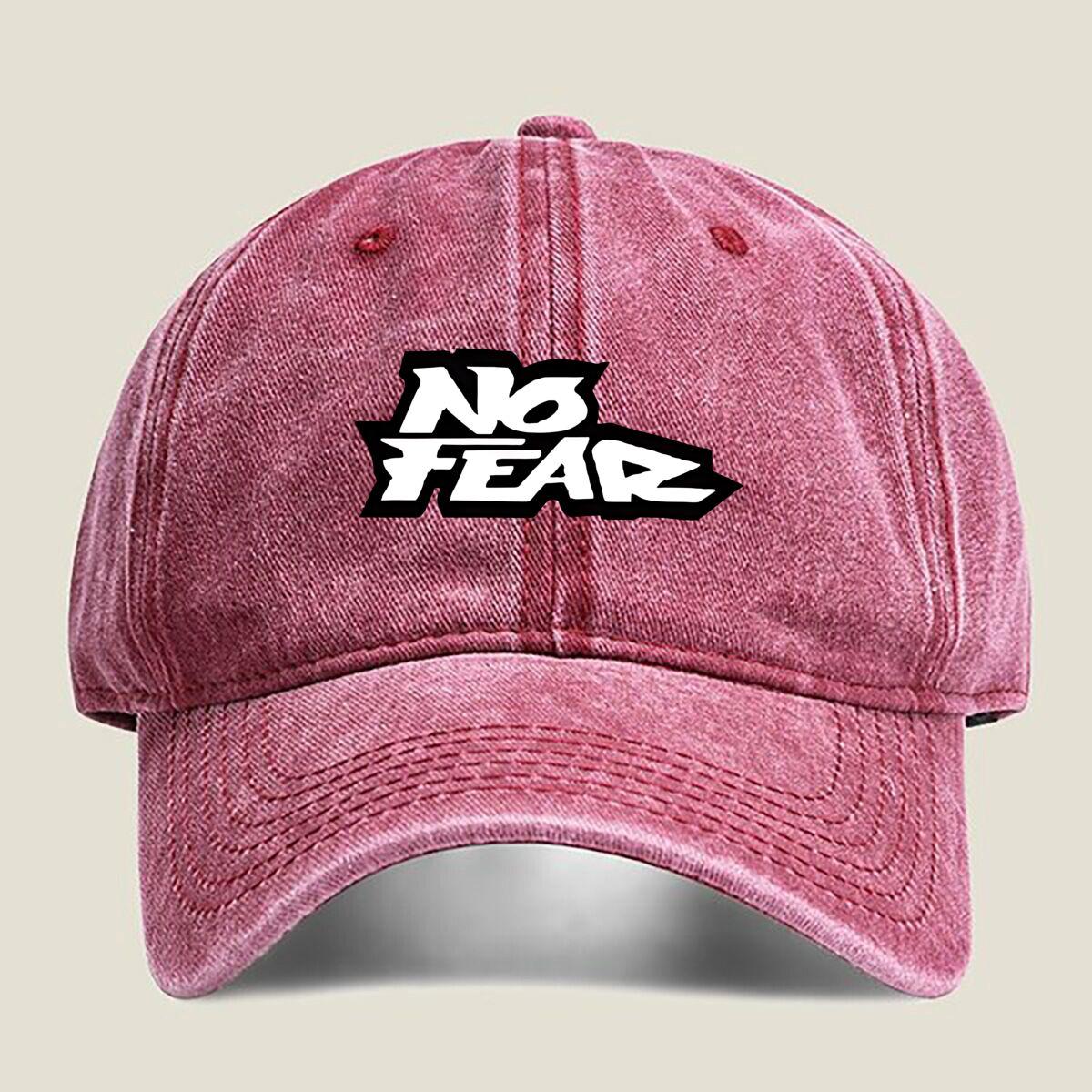 

No Fear Bold Text Fashion Washed Baseball Cap Outdoor For Womens Unisex FeUnisex Beach Dad Hat Hip Hop One Size