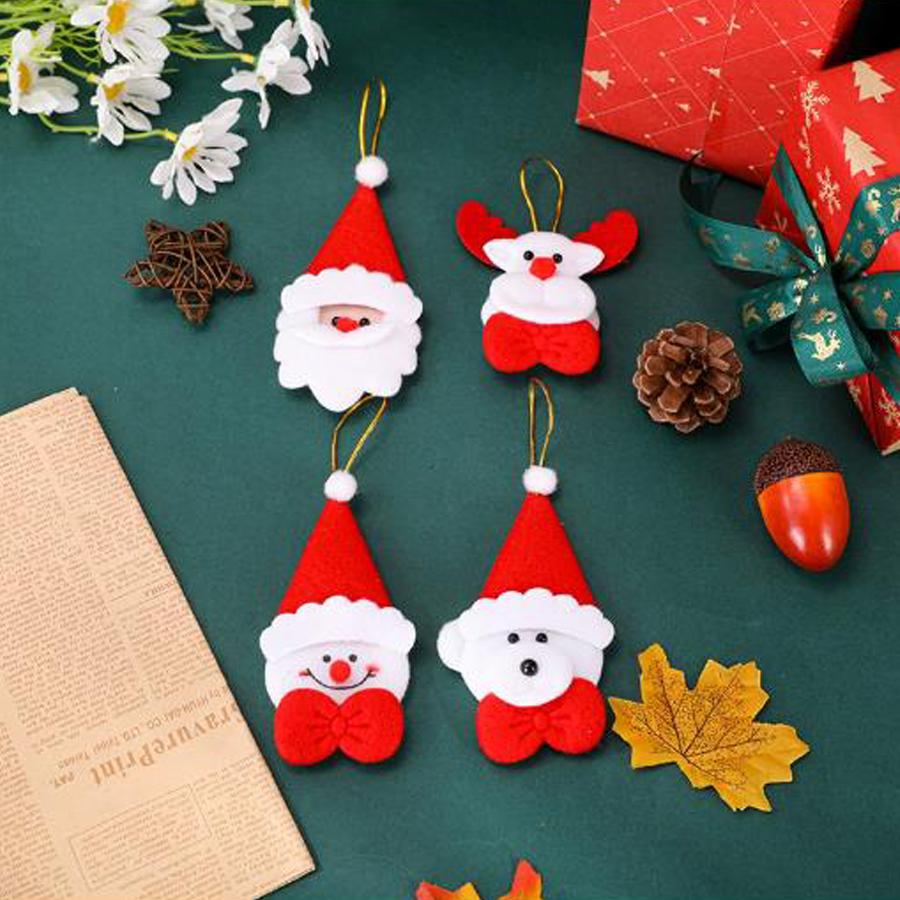 4PCS Christmas Felt Ornaments Set - Santa Snowman Tree Stocking Hanging Decorations for Xmas Tree & Holiday Party