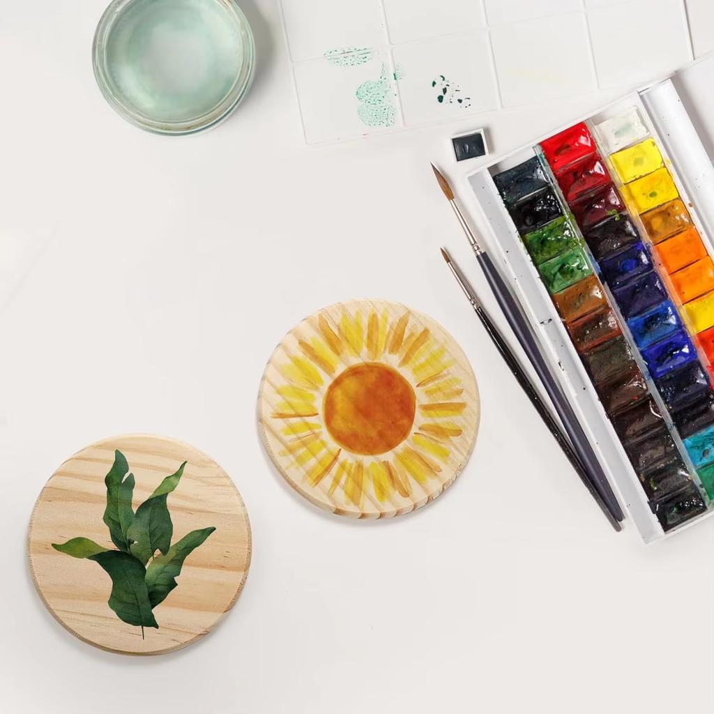 5pcs Unfinished Wood CoastersWood Slices For Nature Crafts And Wedding Decoration Blank Coasters Wood Kit For DIY Art Painting