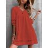 Vestito Corto Casual A Line da Donna con Scollo a V, Maniche a Tre Quarti e Inserti in Pizzo, Vestibilità Ampia