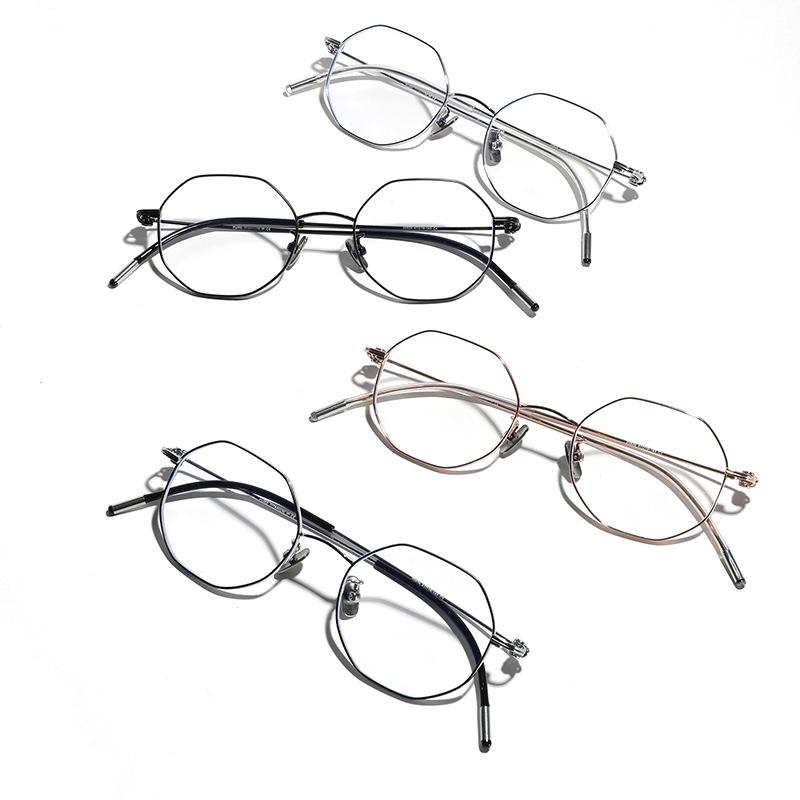 Glasses Blue Light Metal Titanium Flat Mirror Women'S Plain Mirror, Simple Myopia Mirror