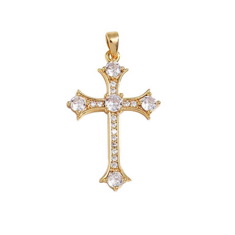 Colier cu Pandantiv Cruce din Cupru cu Zirconiu Stil Punk