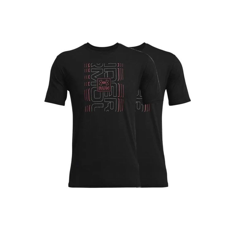 Under Armour Casual Breathable Running Logo Solid Color Round Neck T-Shirt Men Tops Black 1362995-001