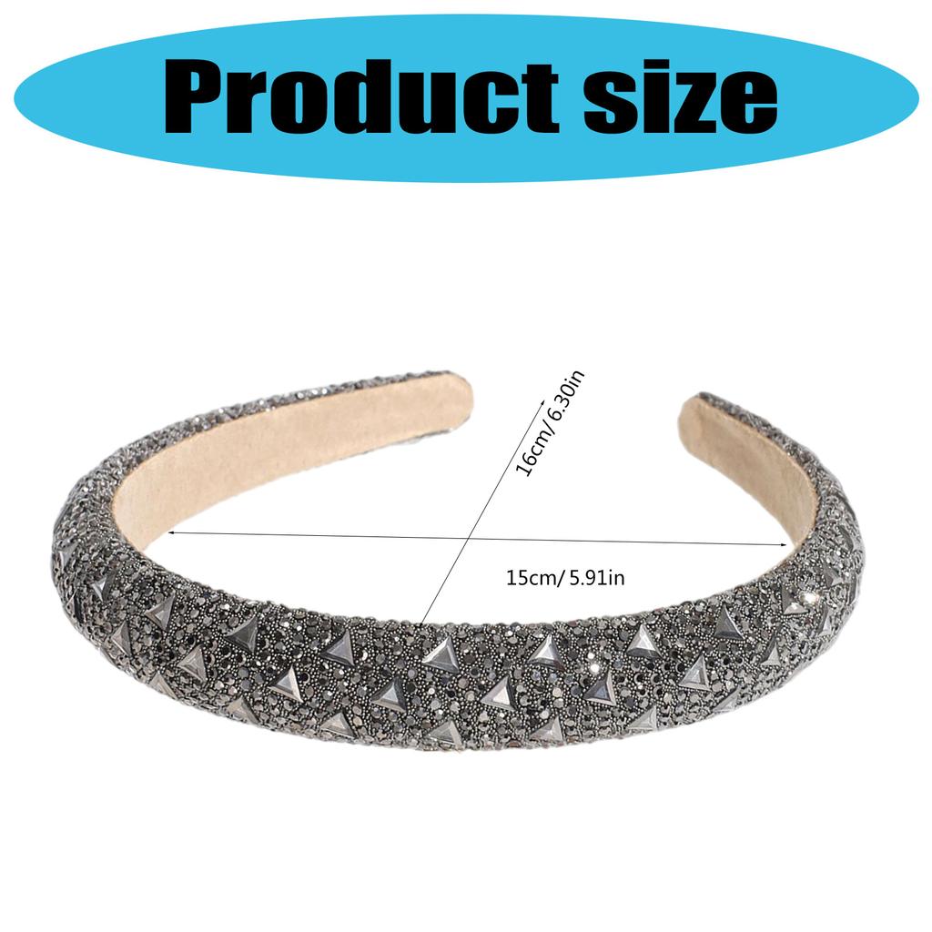 Shimmering Dark Rhinestones Headpiece Lightweight Headbands Adjustable Design For Celebrations Professional Use