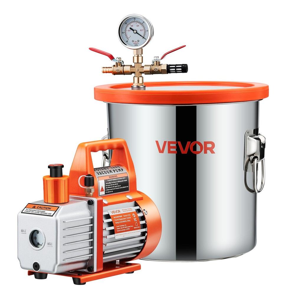 110L/min Single Stage Vacuum Pump 11.36L Stainless Steel Degassing Chamber