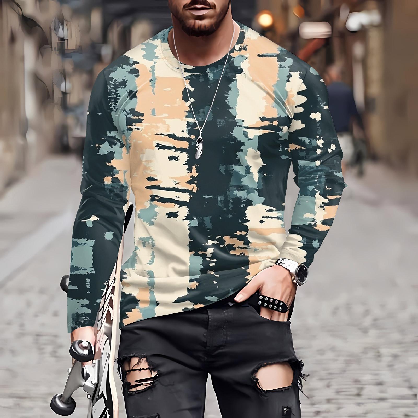 

Чоловіча футболка Одяг з круглим вирізом Одяг Відкритий одяг з довгими рукавами Модний дизайнер Вінтаж XXXXXL синій