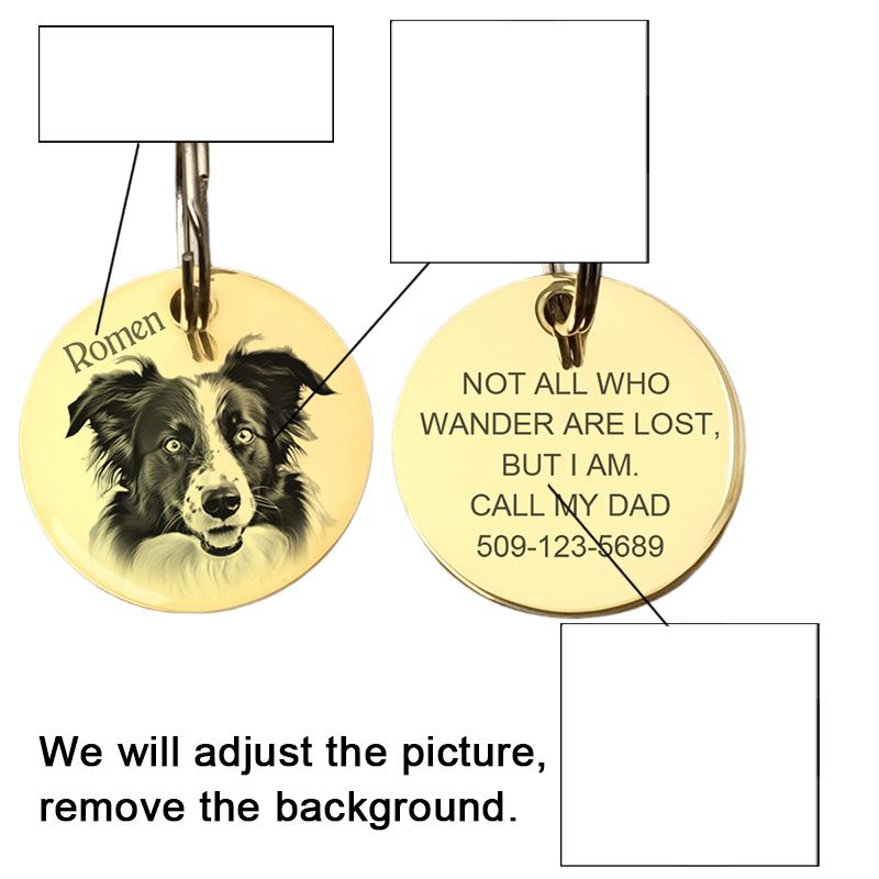 Personalized Dog Tag Custom Pet ID Tag with Photo Dog Collar Tag New Puppy Gift Dog Accessories Collar Decoration Cat Keyring