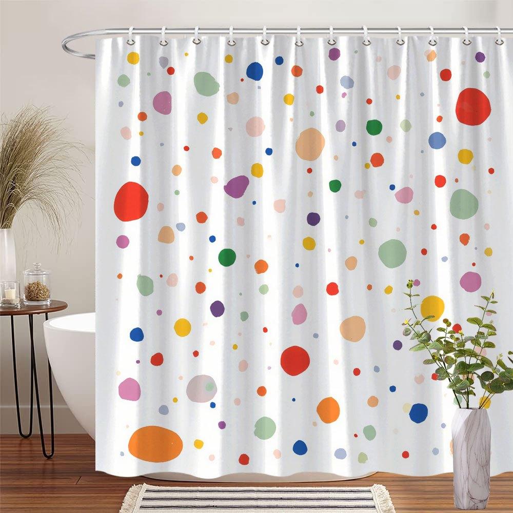 Colorful Shapes Curtain - Modern Design, Vibrant Colors, Polyester, 70In, Machine Washable, 12 Hooks