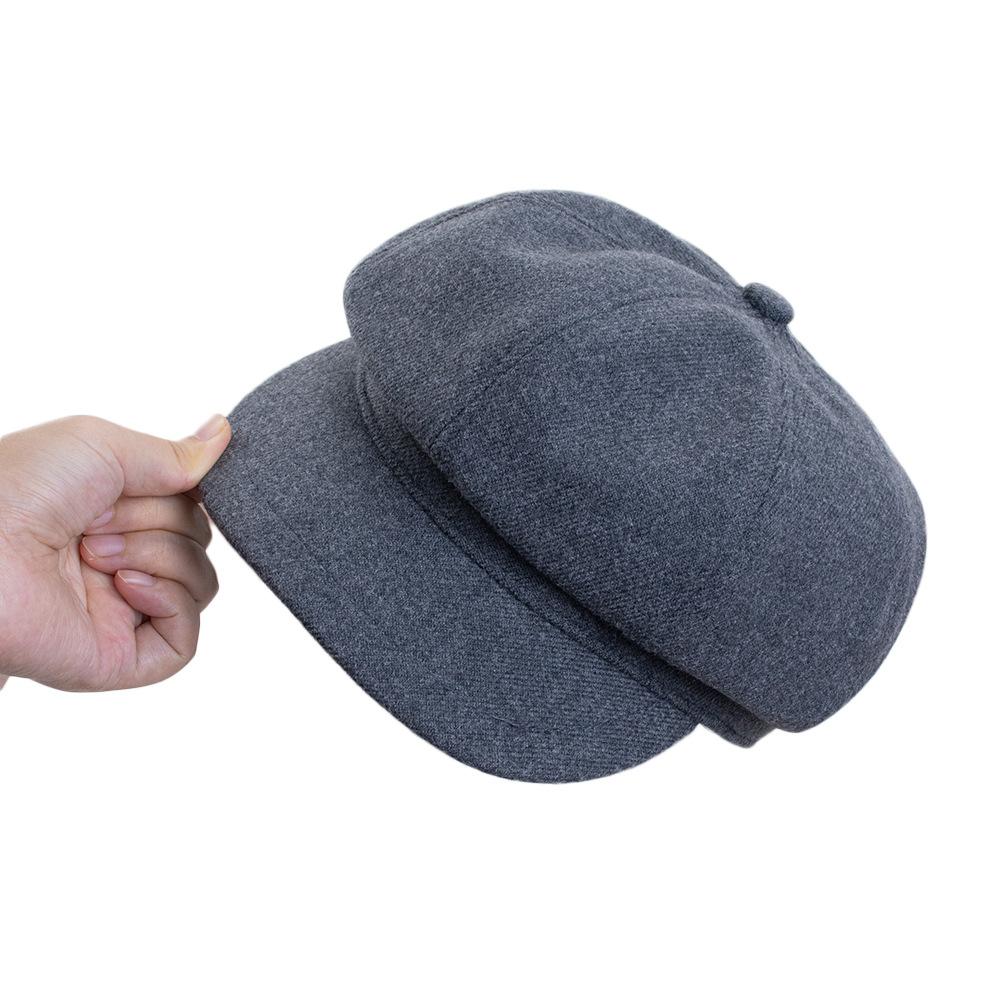 Autumn and winter high-grade retro thick cotton face small octagonal hat British style basic versatile painter hat newsboy hat tide
