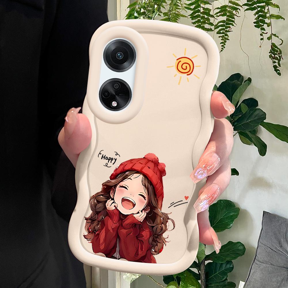 

Окрашенный узор Big Wave Edge Мягкий силиконовый материал Macaron чехол для телефона противоударный защитный резиновый чехол для OPPO Reno Realme Realme C65 белый