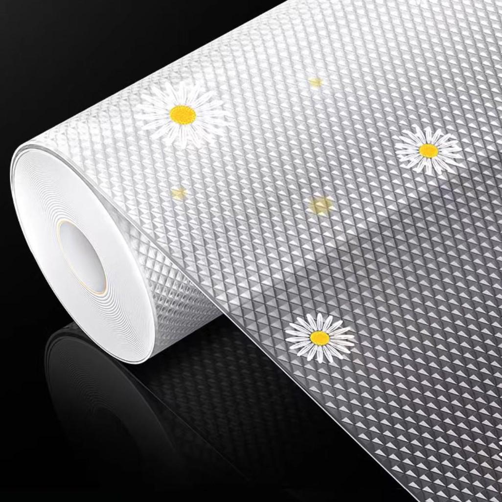 

EVA Multi-use Daisy Kitchen Mat: Heat & Oil Resistant, Moisture-Proof, Cuttable for Drawers, Tables, Wardrobes, and Cabinets. 30*3m