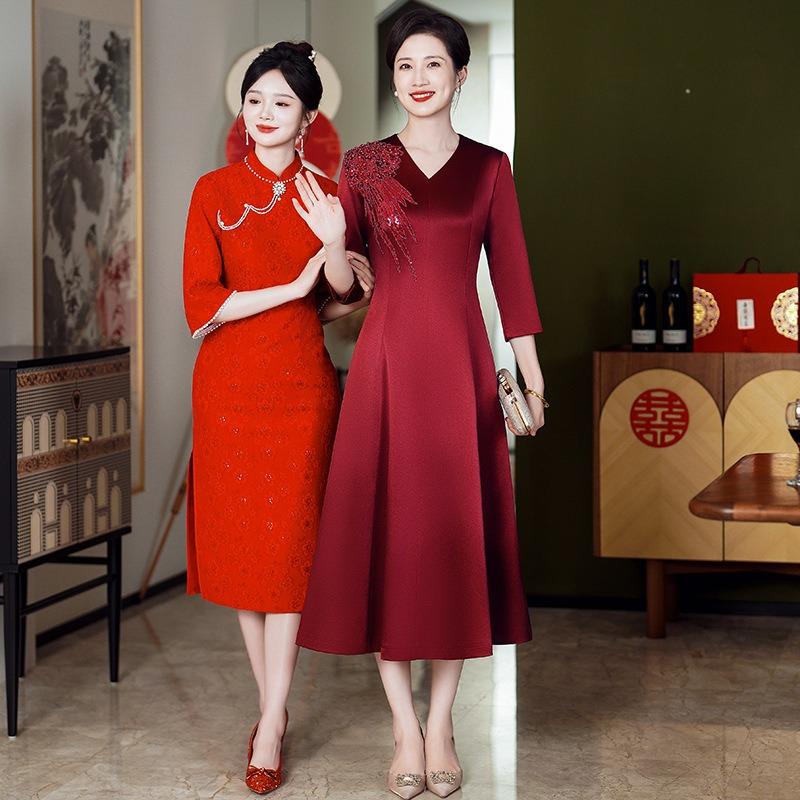 Spring wedding mother dress noble and improved cheongsam light mother-in-law wedding dress
