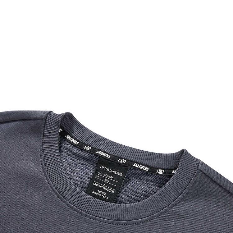 Skechers A-Z Series Letter Round Neck Pullover Versatile Sports Sweatshirt Unisex sweatshirt Odyssey-Gray L323U174-026R