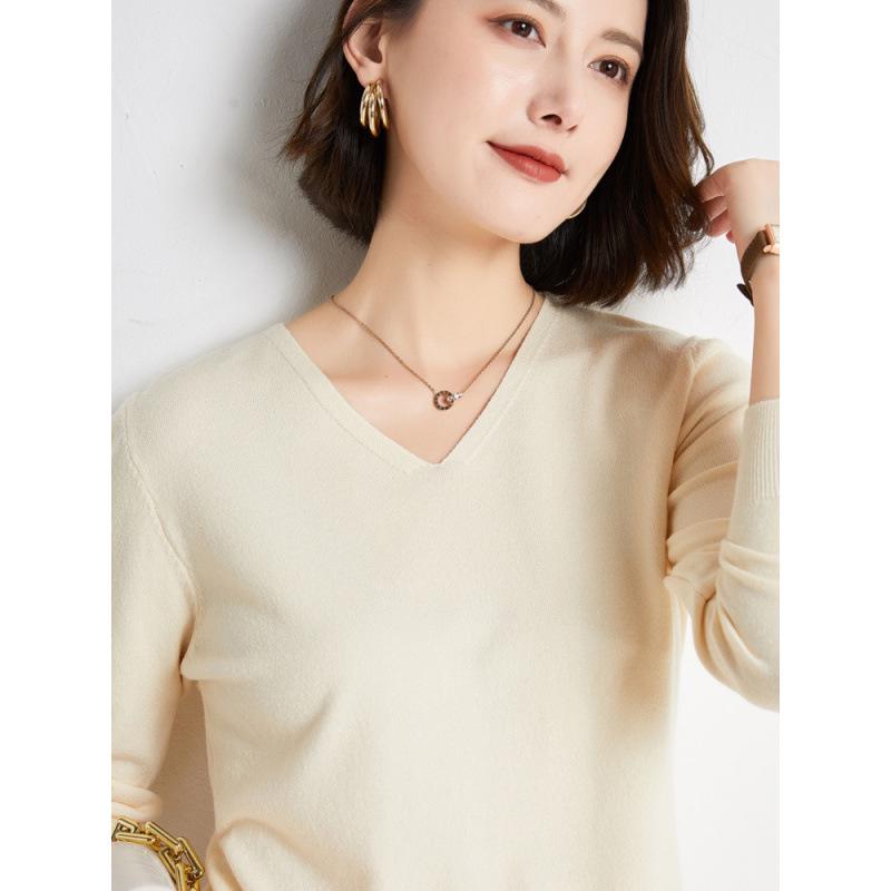 Women's Early Autumn V-Neck Long-Sleeve Loose Pullover Sweater