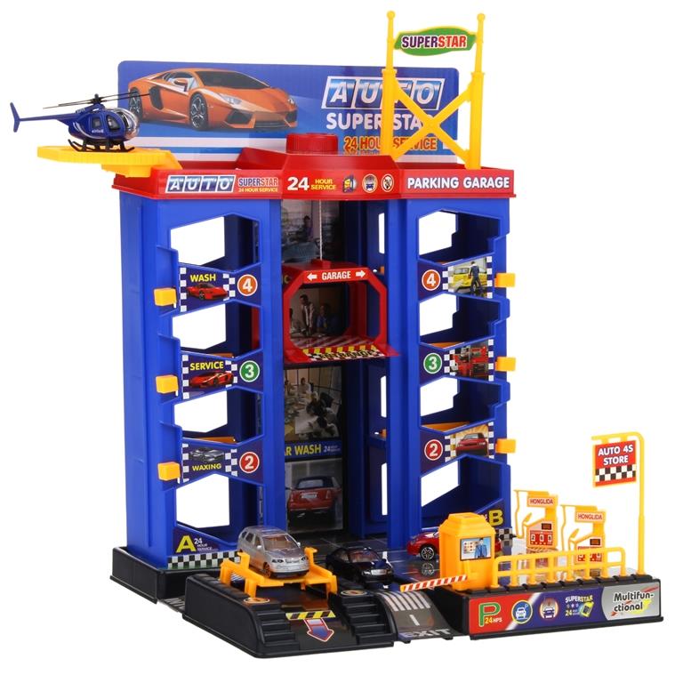 Parking Multi-storey Car Garage Elevator Helicopter Set of 3 Cars