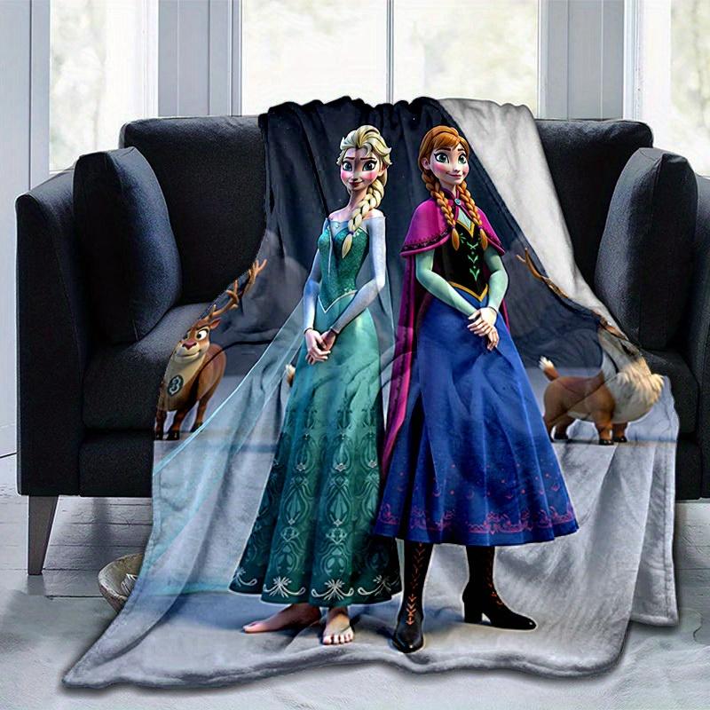1pc, Cartoon Blanket, Winter Wonderland Theme, Elsa and Anna, Perfect for Home Decor, Soft Flannel Throw Blanket, Versatile & Cozy for Bedroom, All Se