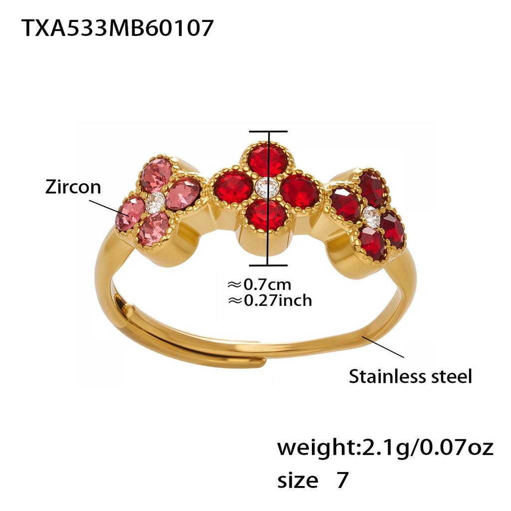 Multi-Color Zirconia Diamond Necklace, Bracelet, Ring & Earring Set - Stainless Steel